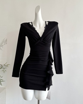 Lotus leaf edges enticement dress for women