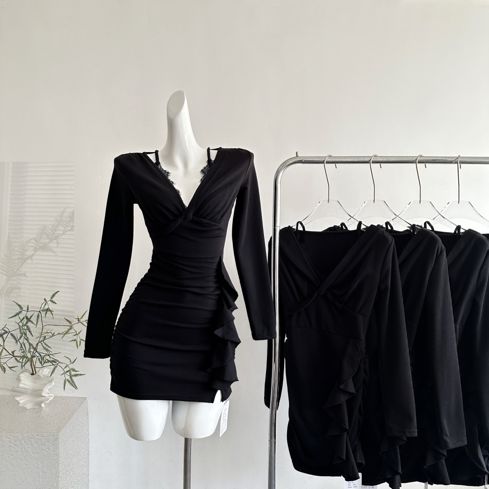 Lotus leaf edges enticement dress for women