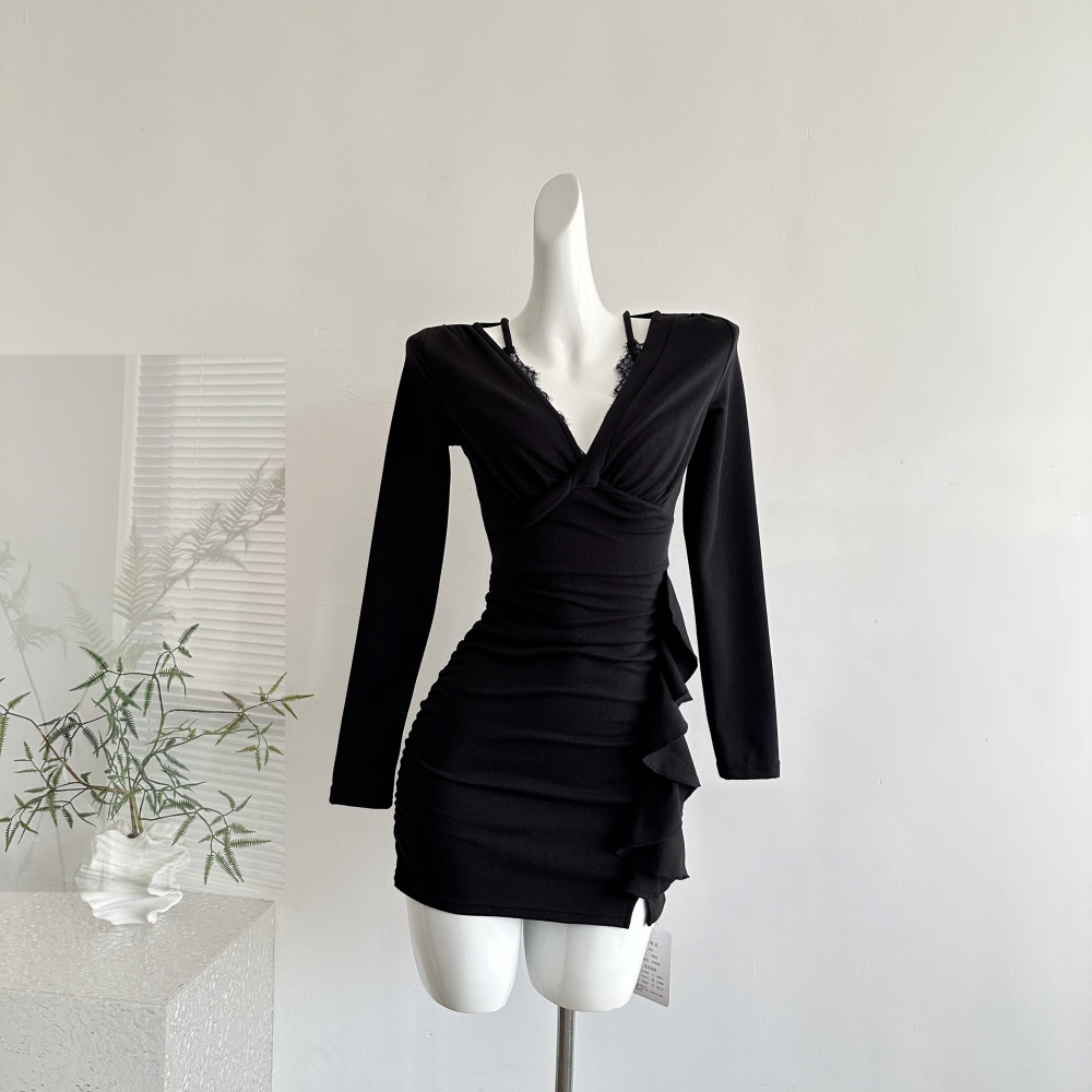 Lotus leaf edges enticement dress for women