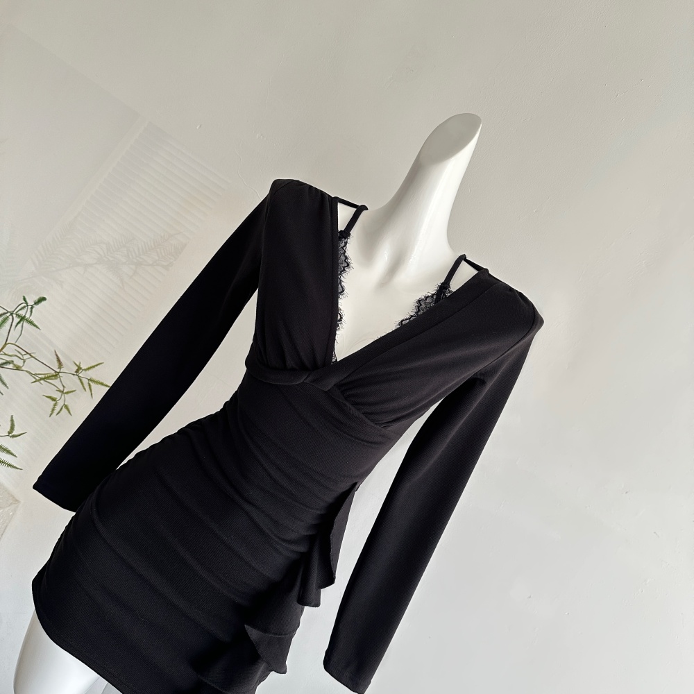 Lotus leaf edges enticement dress for women