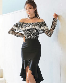 Temperament strapless package hip skirt