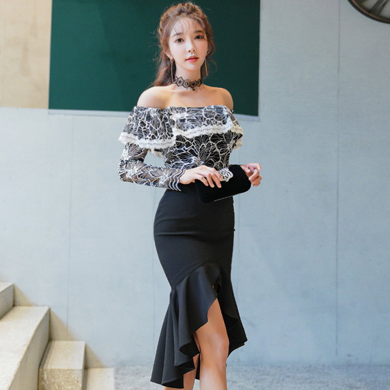 Temperament strapless package hip skirt
