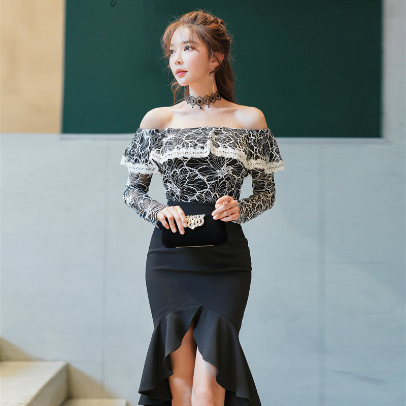 Temperament strapless package hip skirt