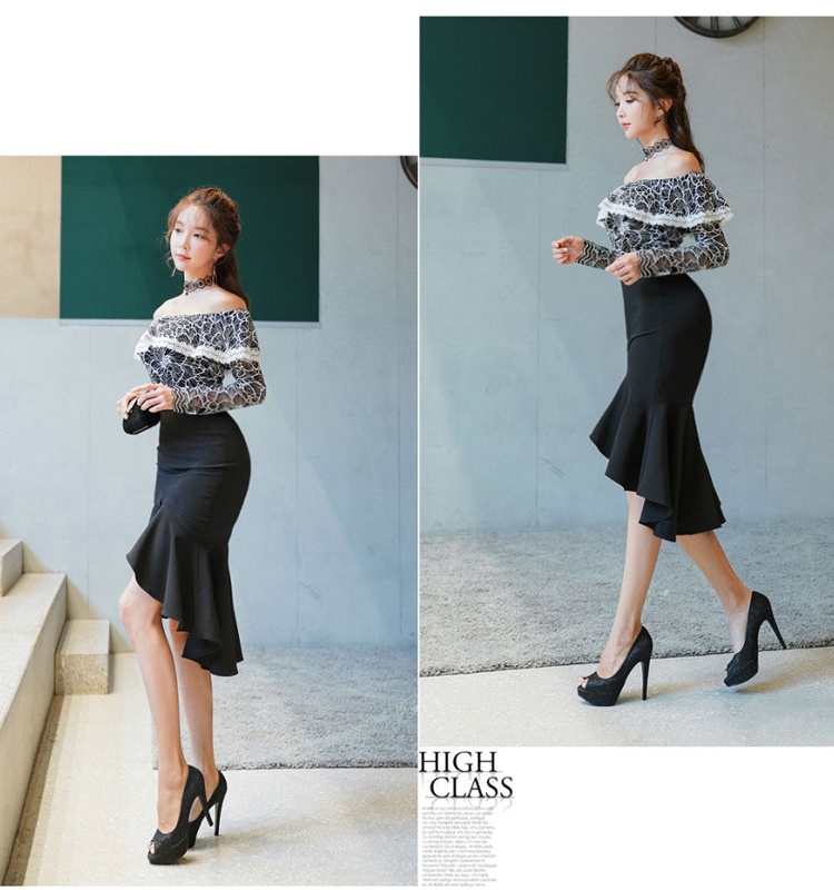 Temperament strapless package hip skirt