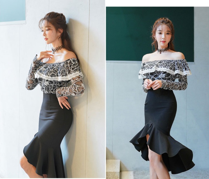 Temperament strapless package hip skirt