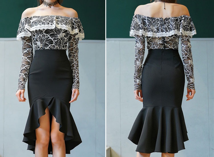 Temperament strapless package hip skirt