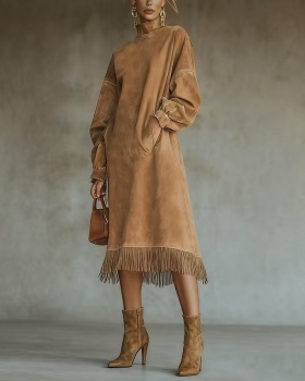 Tassels dress European style long dress for women