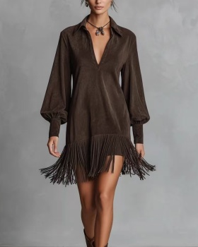 Imitation of suede European style dress for women