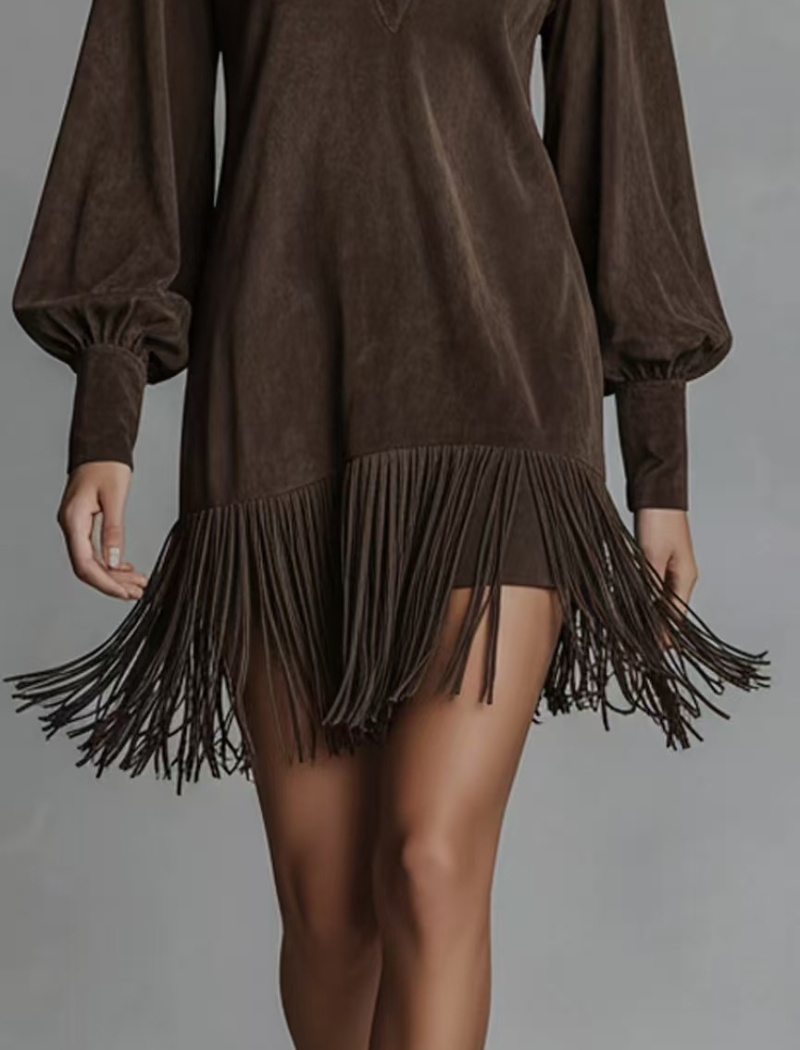 Imitation of suede European style dress for women