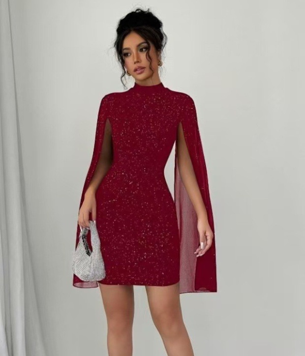 Fashion European style cloak chiffon dress for women