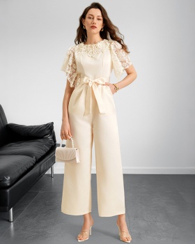 Elegant European style jumpsuit satin evening dress