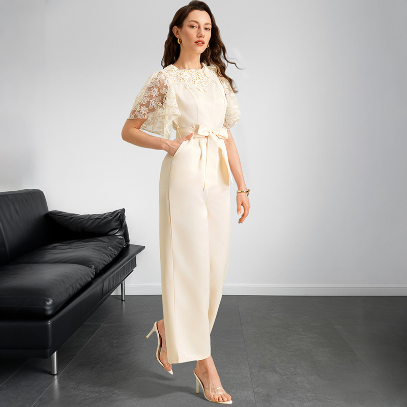 Elegant European style jumpsuit satin evening dress