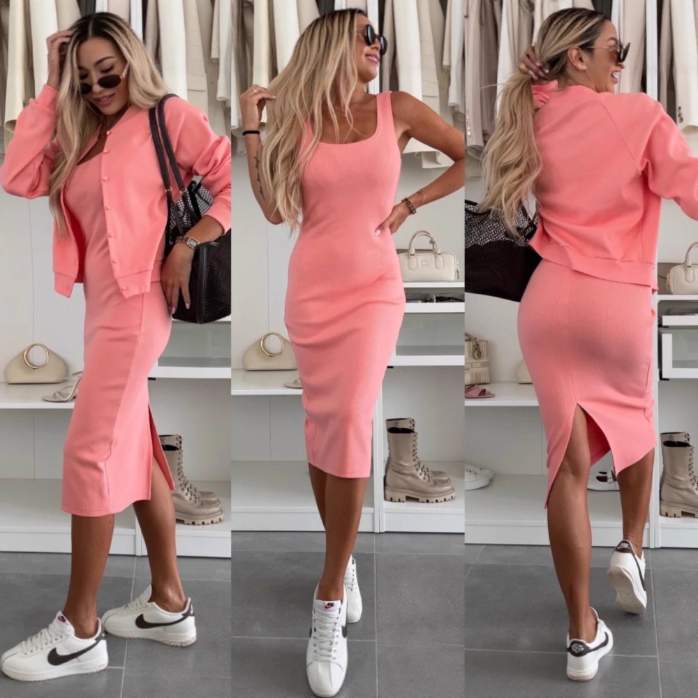 Sling coat pure long dress 2pcs set for women