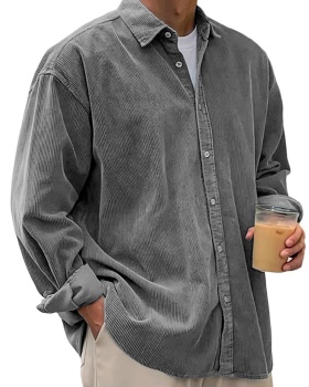 Autumn and winter loose corduroy long sleeve shirt for men