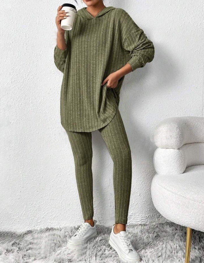 European style hooded Casual long pants a set for women