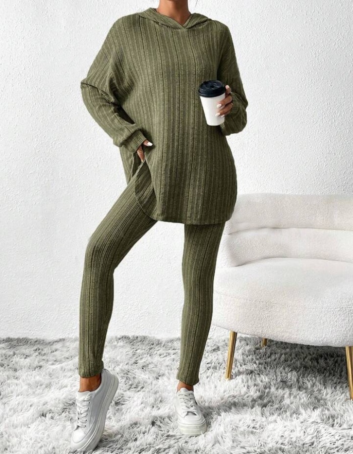 European style hooded Casual long pants a set for women