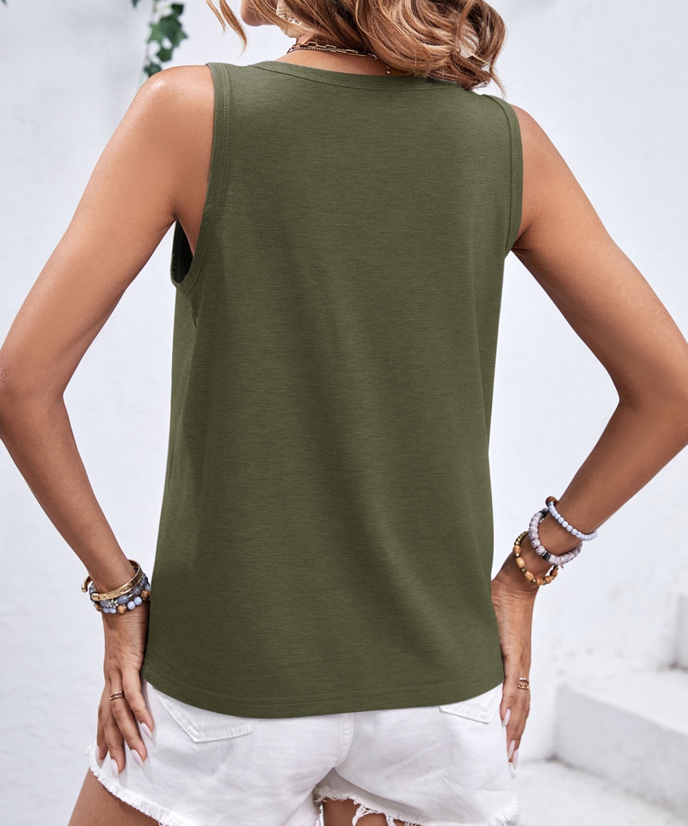 Simple basis sleeveless vest round neck pure tops