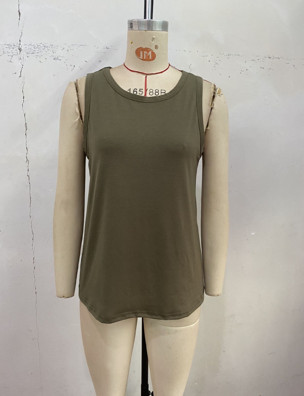 Simple basis sleeveless vest round neck pure tops