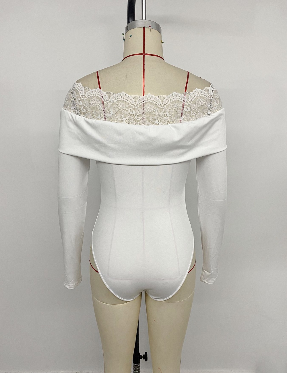 Lace European style white sexy strapless leotard