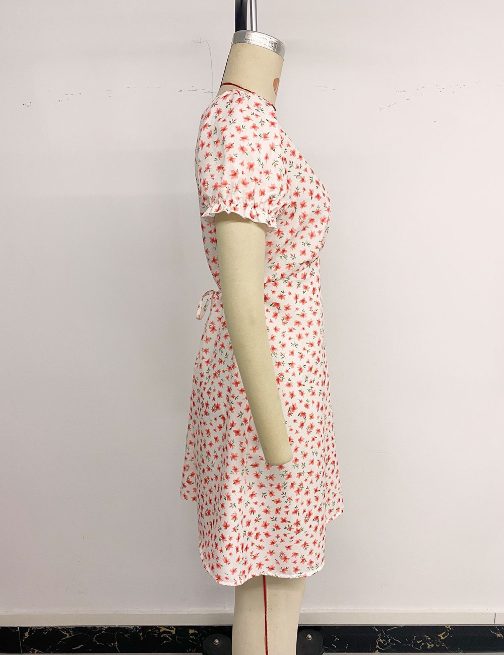 Puff sleeve V-neck summer short sleeve vacation dress