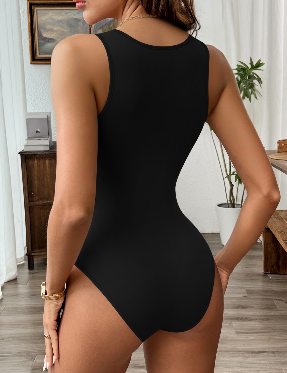 Sexy light V-neck summer pure halter leotard