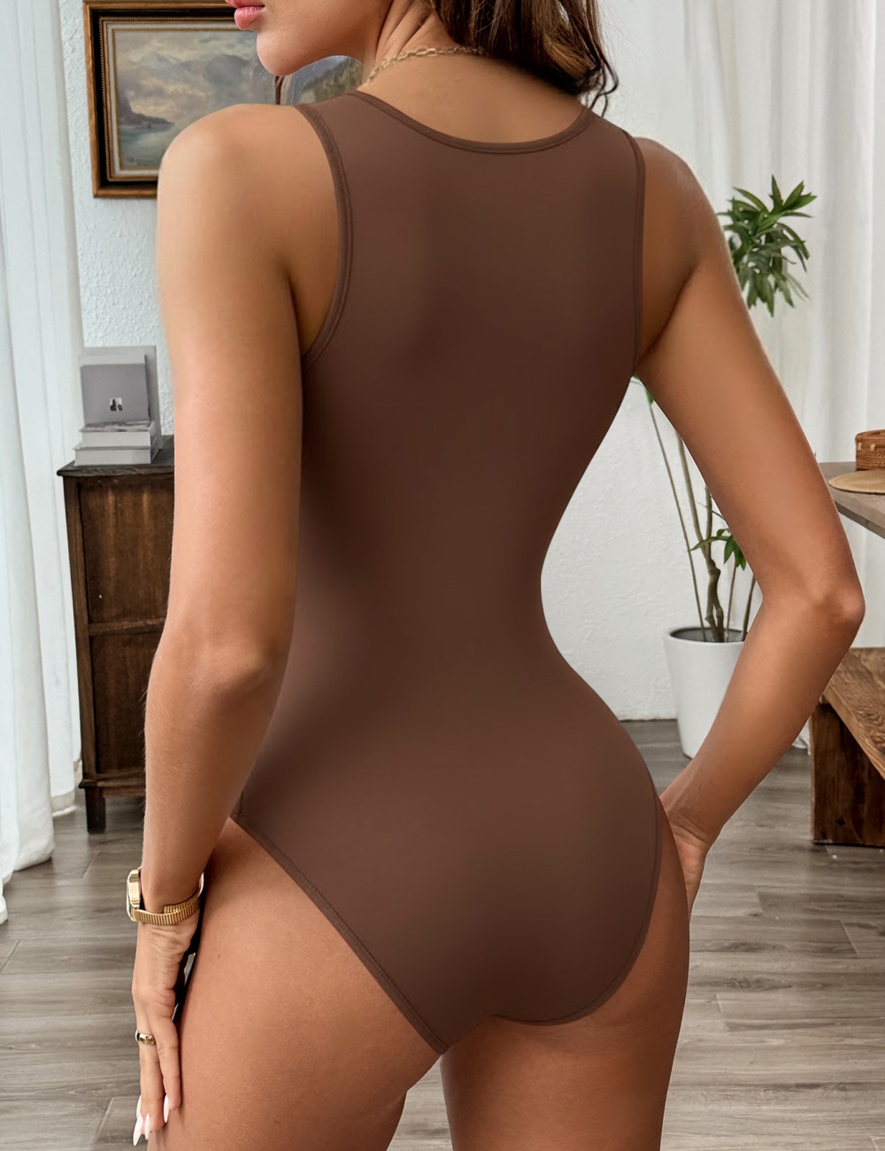 Sexy light V-neck summer pure halter leotard