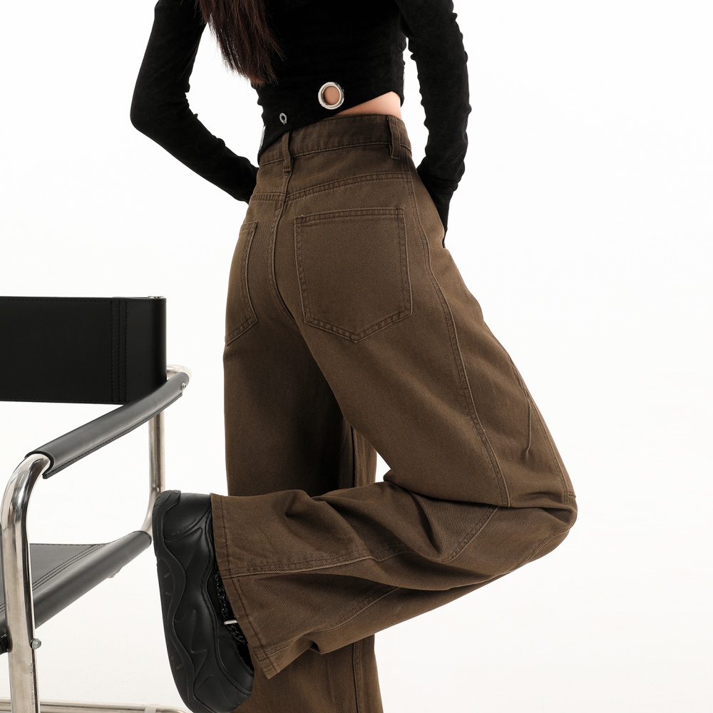 Retro couples jeans straight American style wide leg pants