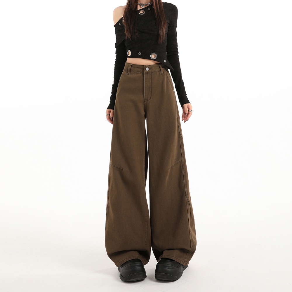 Retro couples jeans straight American style wide leg pants