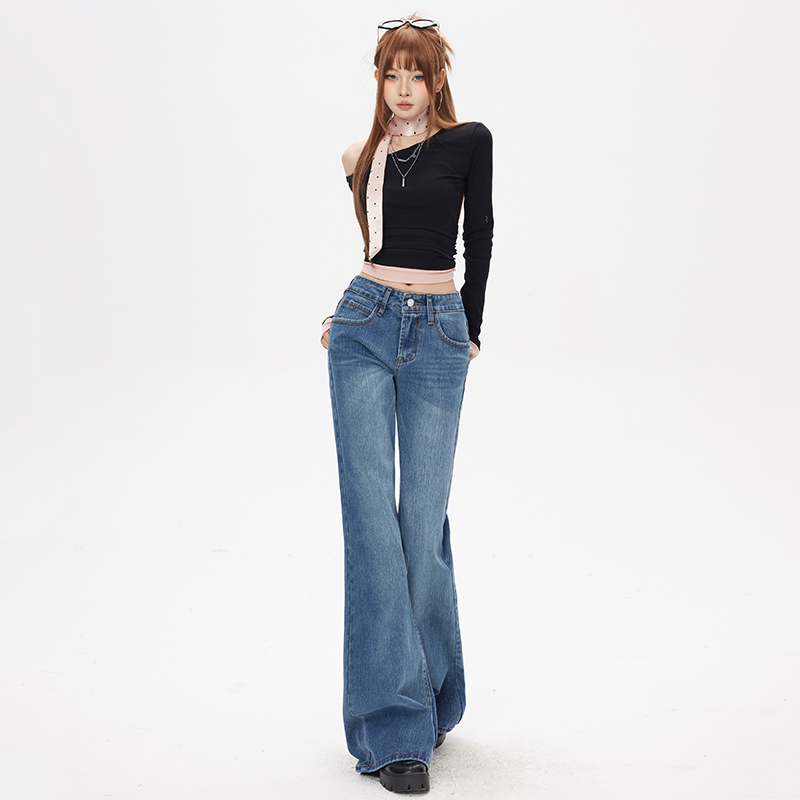 Retro spring flare pants slim elasticity jeans for women