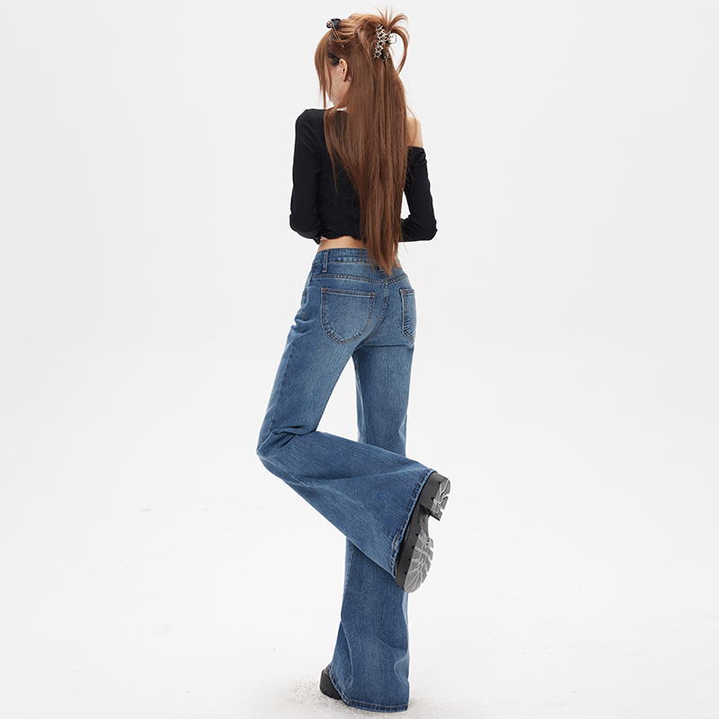 Retro spring flare pants slim elasticity jeans for women