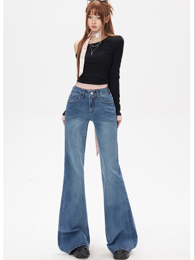 Retro spring flare pants slim elasticity jeans for women