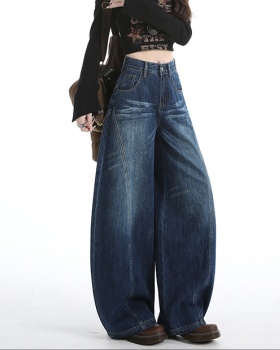 Retro American style pants loose wide leg jeans for women