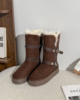 Thermal wears outside snow boots thick winter half Boots