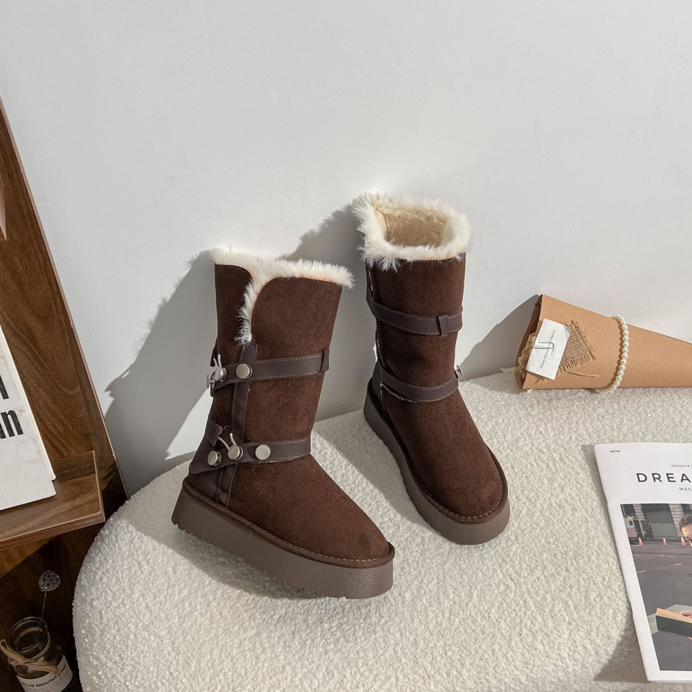 Thermal wears outside snow boots thick winter half Boots