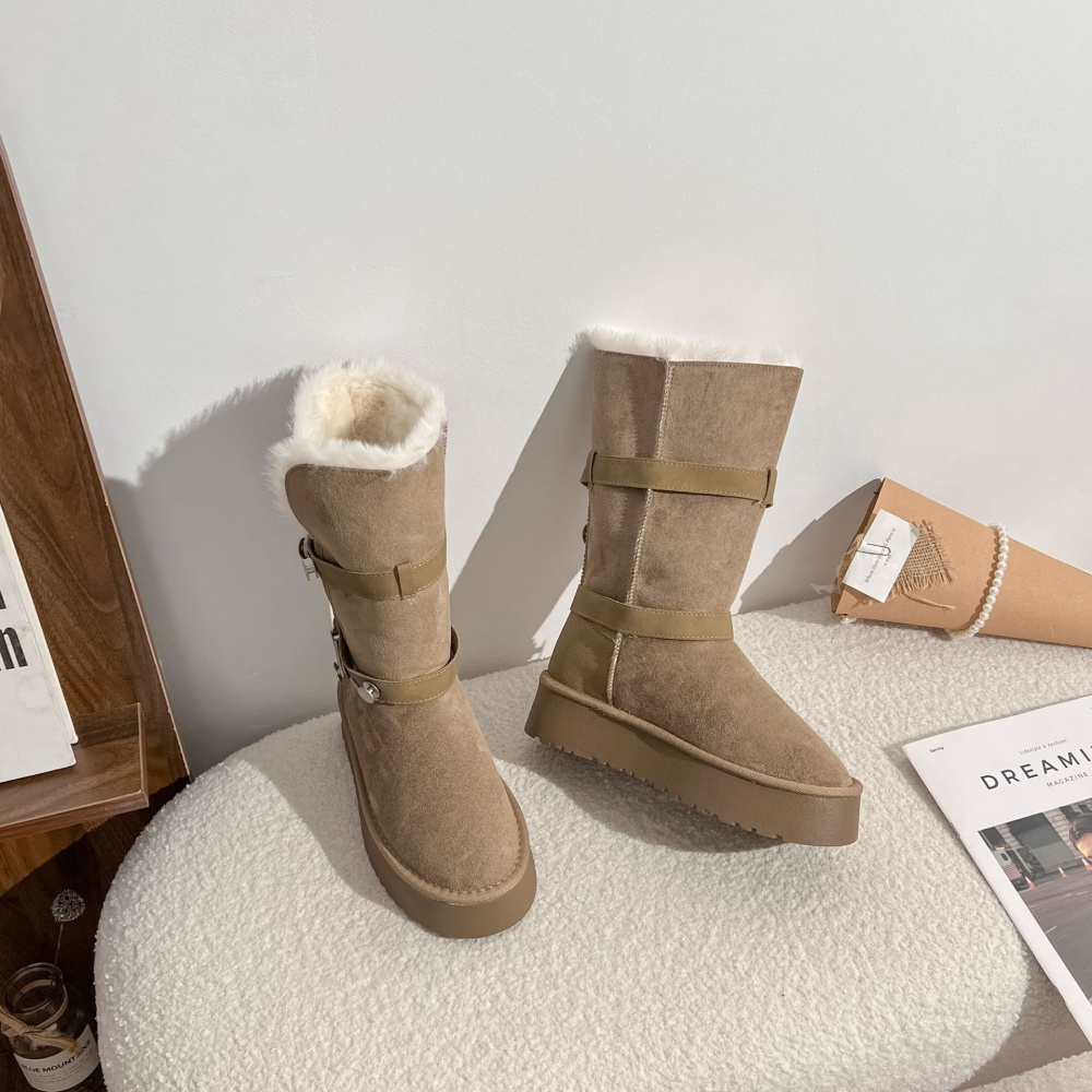 Thermal wears outside snow boots thick winter half Boots