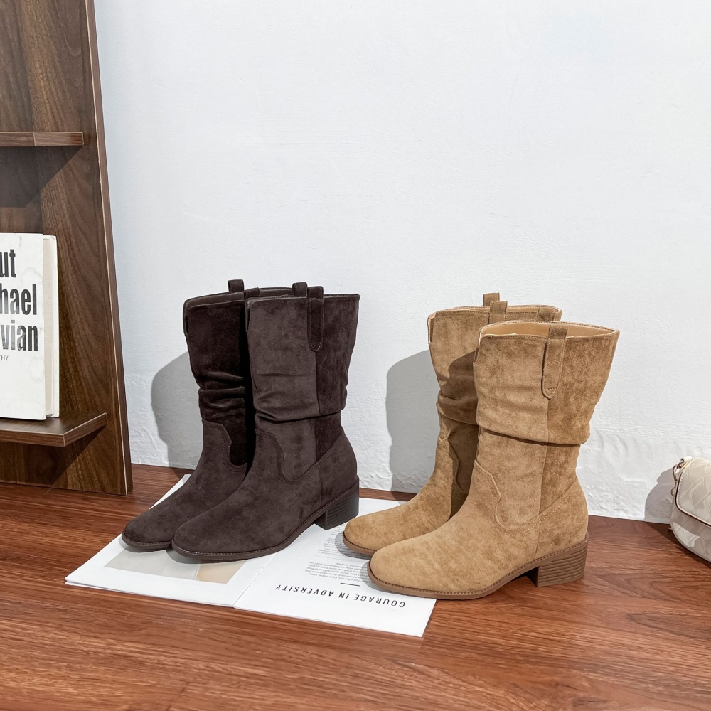 Fold short boots autumn and winter half Boots for women