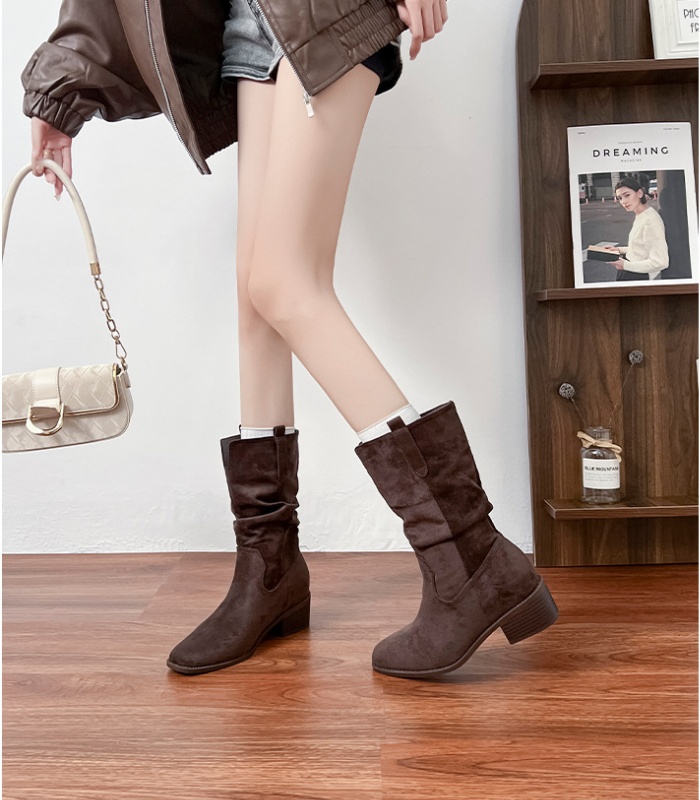 Fold short boots autumn and winter half Boots for women