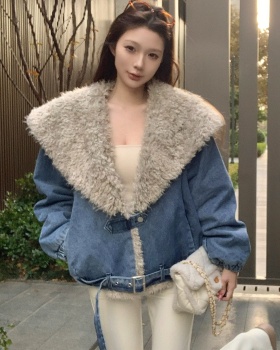 Thermal short large lapel coat fashion lambs wool tops