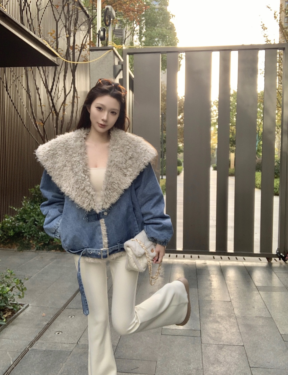 Thermal short large lapel coat fashion lambs wool tops