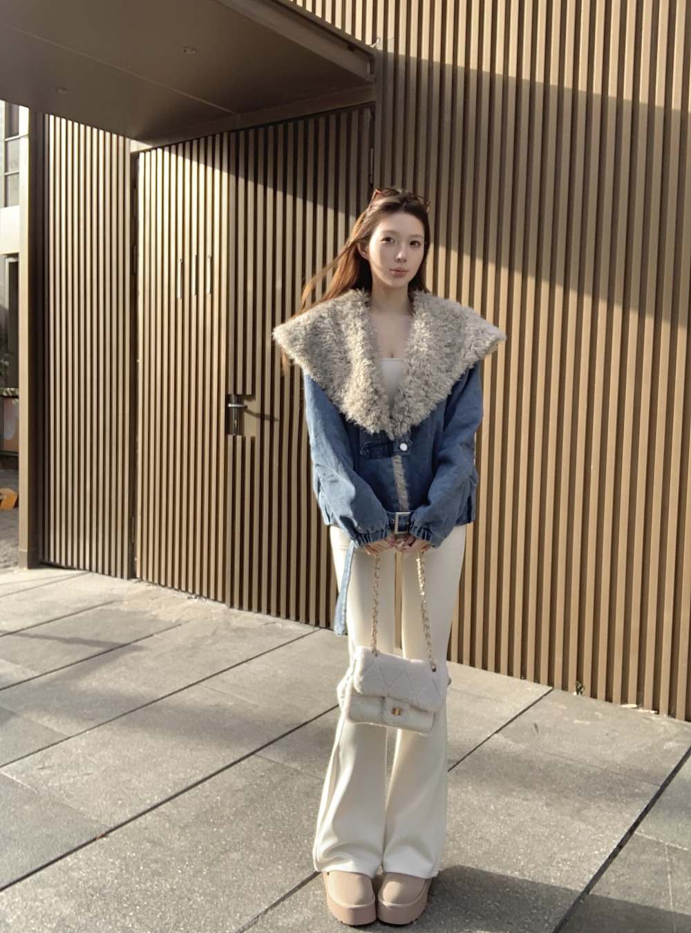 Thermal short large lapel coat fashion lambs wool tops