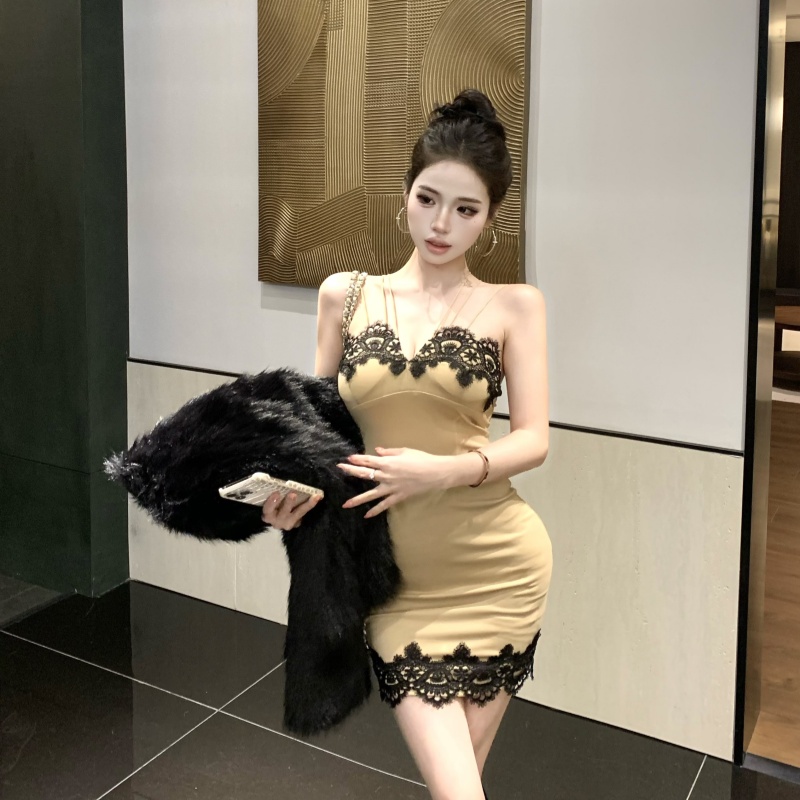 Spicegirl sling slim short package hip dress