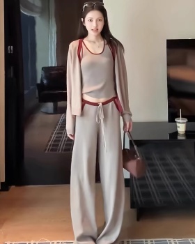 Mixed colors casual pants vest 3pcs set for women