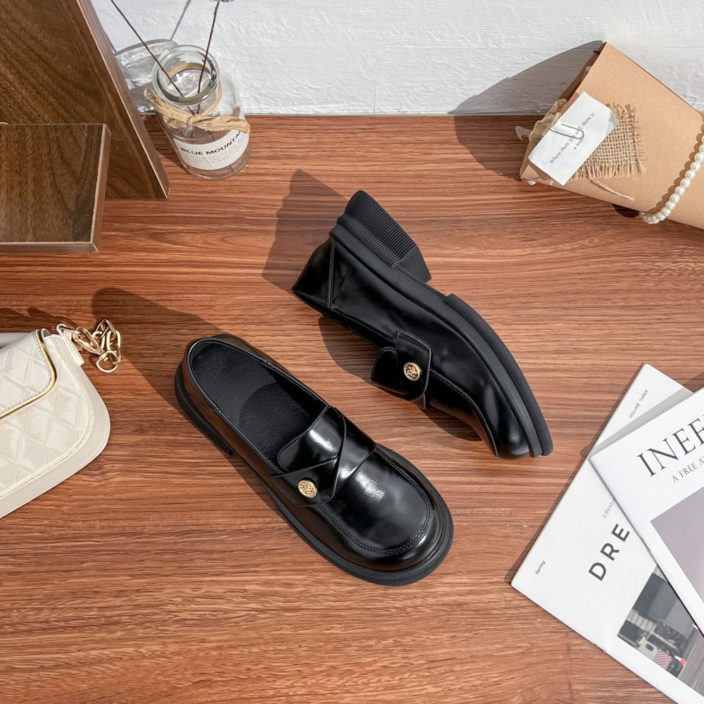 Small plus velvet leather shoes low loafers for women