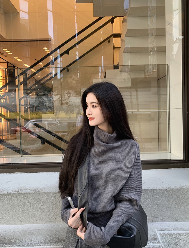 Half high collar Korean style niche pullover tender sweater