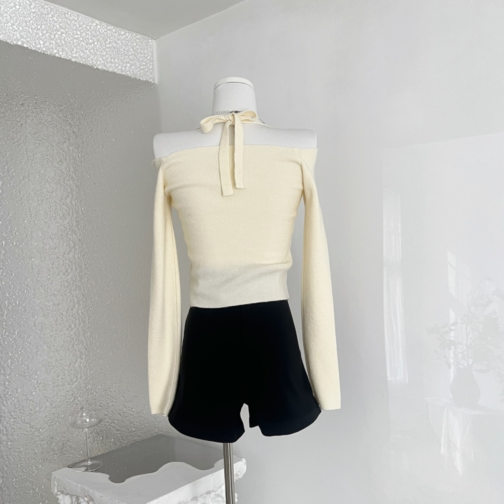 V-neck slim cardigan strapless knitted tops for women