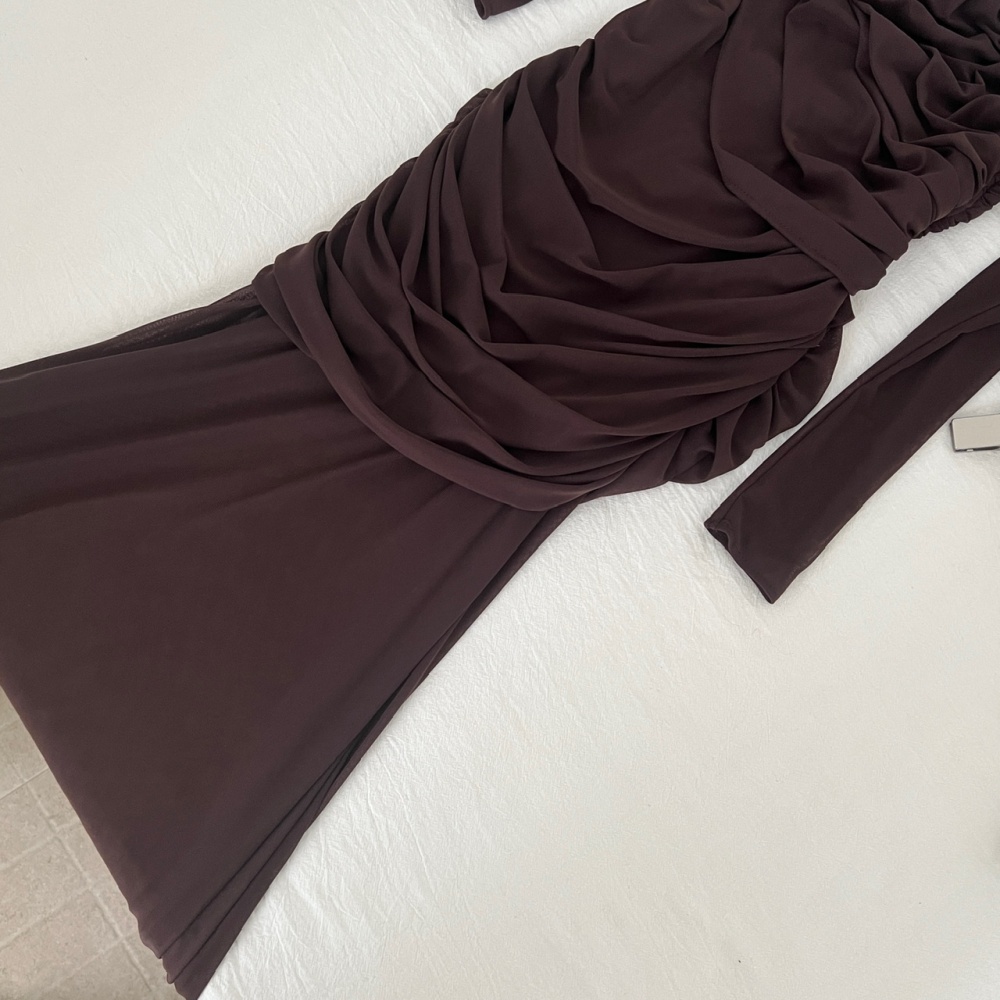 Temperament long sleeve long light luxury dress