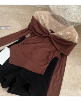 Strapless tops short bottoming shirt for women