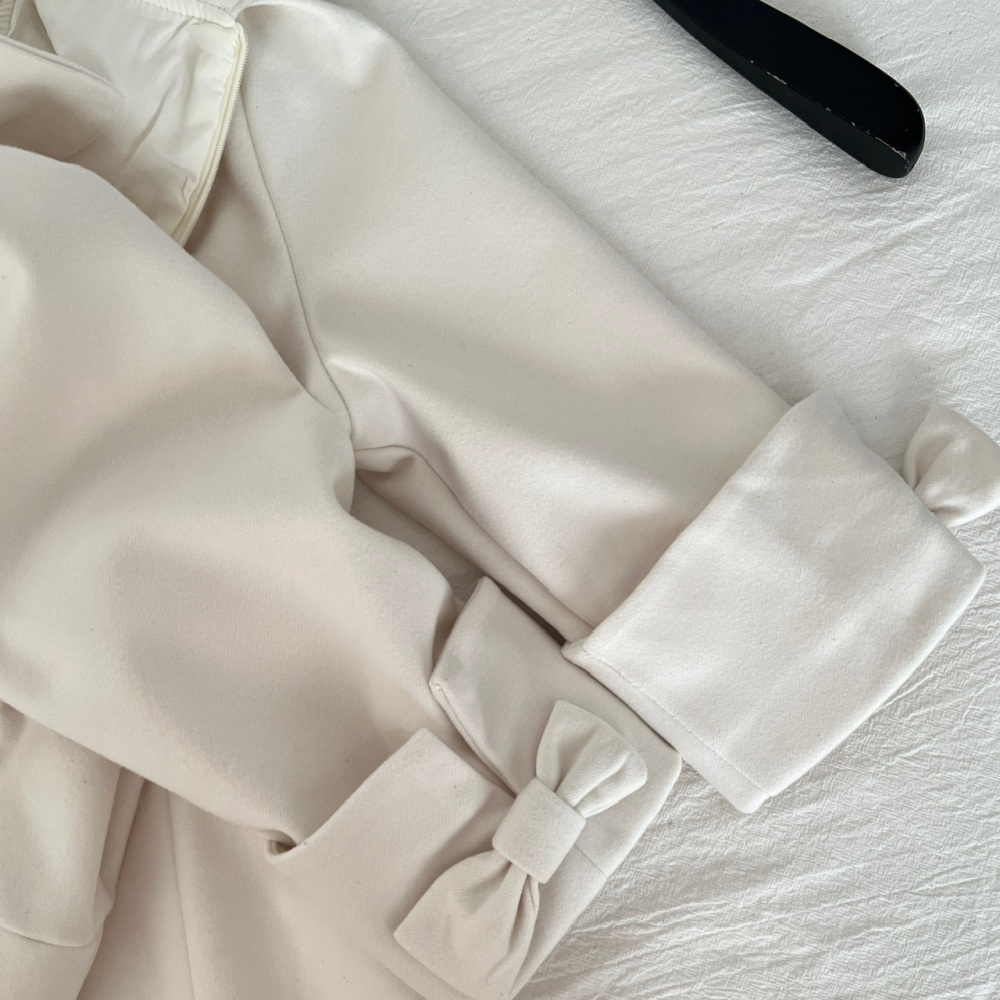 Milk double-breasted bow lapel dress