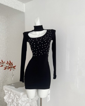 Curve sweater rhinestone dress for women