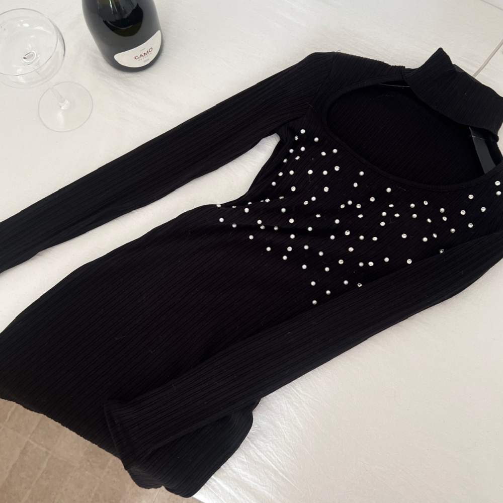 Curve sweater rhinestone dress for women